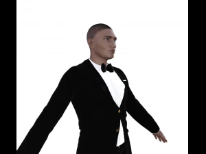 Asian Waiter Man Realistic Character 3D Model