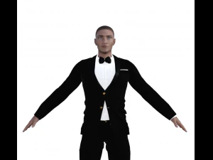 Asian Waiter Man Realistic Character 3D Model