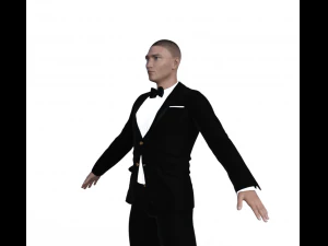 Asian Waiter Man Realistic Character 3D Model