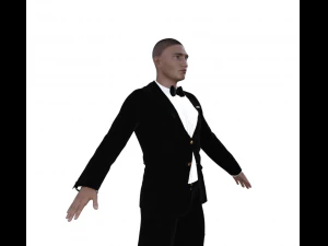 Asian Waiter Man Realistic Character 3D Model
