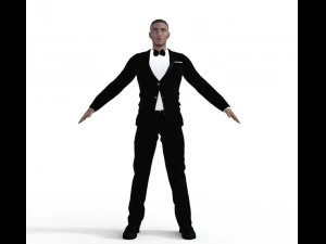 Asian Waiter Man Realistic Character 3D Model