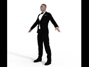 Asian Waiter Man Realistic Character 3D Model