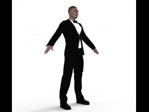 Asian Waiter Man Realistic Character 3D Model