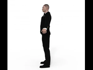 Asian Waiter Man Realistic Character 3D Model