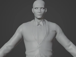 Asian Waiter Man Realistic Character 3D Model