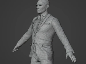 Asian Waiter Man Realistic Character 3D Model