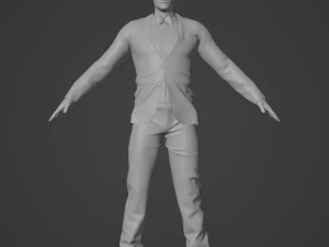 Asian Waiter Man Realistic Character 3D Model