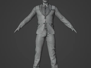 Asian Waiter Man Realistic Character 3D Model