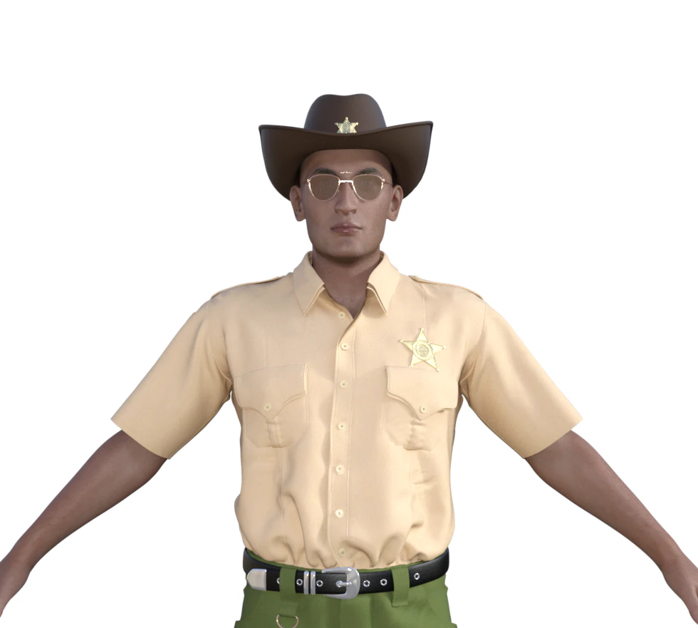 American Sheriff Realistic Character 3D Model .c4d .max .obj .3ds .fbx .stl .blend
