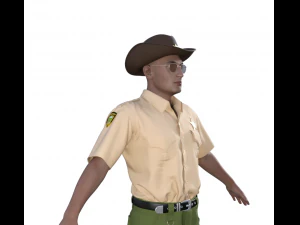 American Sheriff Realistic Character 3D Model