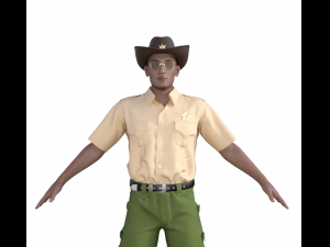 American Sheriff Realistic Character Model 3D