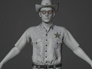 American Sheriff Realistic Character 3D Model