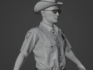 American Sheriff Realistic Character 3D Model