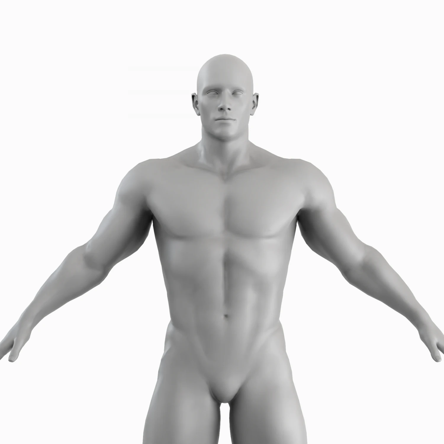 Cuerpo de hombre musculoso promedio Malla base de baja poli Modelo 3D .c4d .max .obj .3ds .fbx .stl .blend 