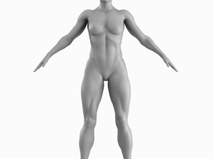Average Musculistic Woman Body Low Poly Basemesh 3D Model