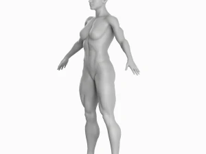 Average Musculistic Woman Body Low Poly Basemesh 3D Model