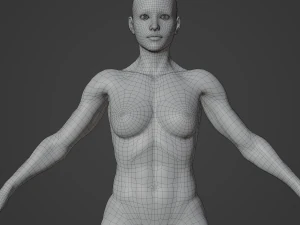 Average Musculistic Woman Body Low Poly Basemesh 3D Model