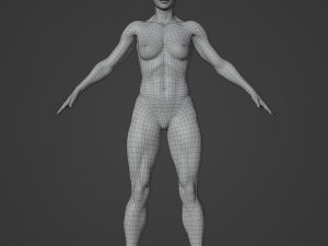Average Musculistic Woman Body Low Poly Basemesh 3D Model