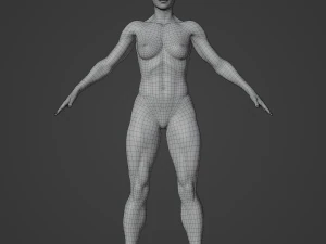 Average Musculistic Woman Body Low Poly Basemesh 3D Model