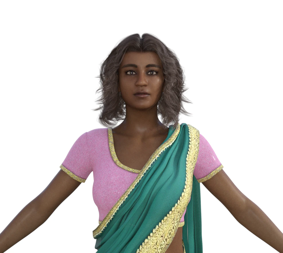Indian Girl in Saree Realistic Character 3D Model .c4d .max .obj .3ds .fbx .stl .blend