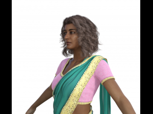 Indian Girl in Saree Realistic Character Model 3D