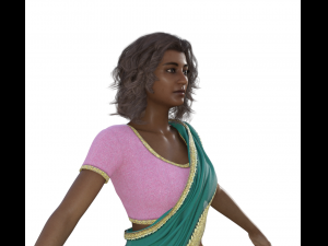 Indian Girl in Saree Realistic Character Model 3D