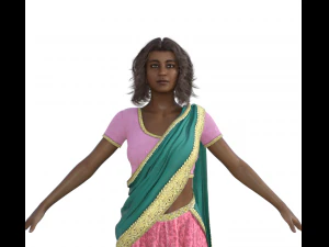 Indian Girl in Saree Realistic Character 3D Model