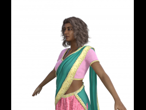 Indian Girl in Saree Realistic Character Model 3D