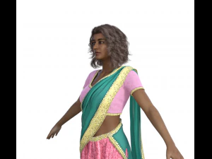 Indian Girl in Saree Realistic Character 3D Model