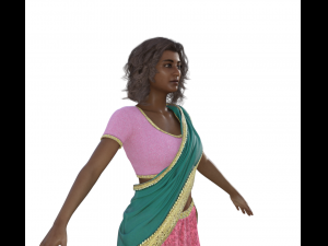 Indian Girl in Saree Realistic Character Model 3D