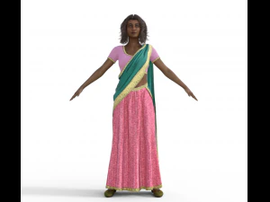 Indian Girl in Saree Realistic Character 3D Model