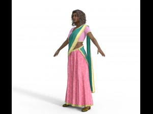 Indian Girl in Saree Realistic Character 3D Model
