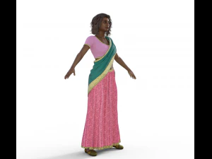 Indian Girl in Saree Realistic Character 3D Model