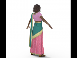 Indian Girl in Saree Realistic Character Model 3D