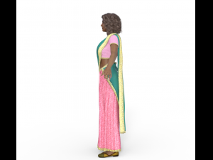Indian Girl in Saree Realistic Character Model 3D