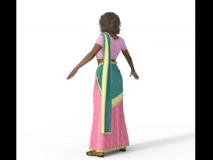 Indian Girl in Saree Realistic Character 3D Model