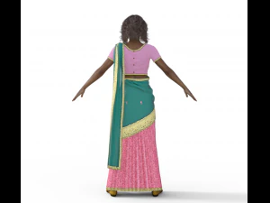 Indian Girl in Saree Realistic Character 3D Model