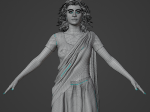 Indian Girl in Saree Realistic Character Model 3D