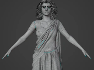 Indian Girl in Saree Realistic Character 3D Model