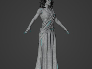 Indian Girl in Saree Realistic Character Model 3D