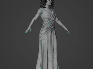 Indian Girl in Saree Realistic Character 3D Model