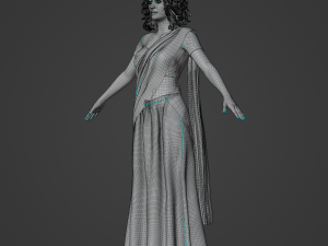 Indian Girl in Saree Realistic Character Model 3D