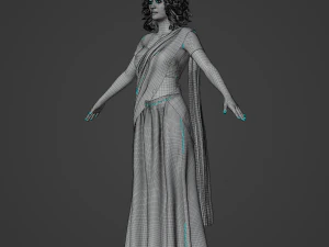 Indian Girl in Saree Realistic Character 3D Model