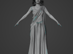 Indian Girl in Saree Realistic Character Model 3D