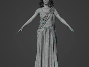 Indian Girl in Saree Realistic Character 3D Model