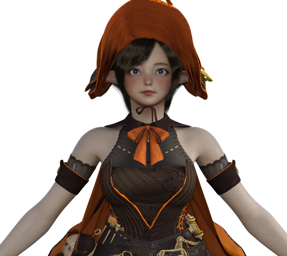 Teenager Girl in Halloween Outfit Realistic Character 3D Model .c4d .max .obj .3ds .fbx .stl .blend 