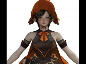 Девушка-подросток в костюме Хэллоуина, реалистичный персонаж 3D Модель