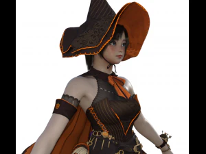 Teenager Girl in Halloween Outfit Realistic Character 3D Model