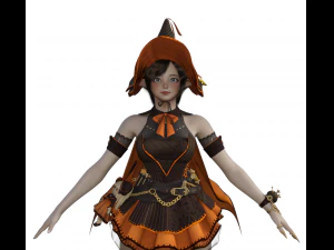 Teenager Girl in Halloween Outfit Realistic Character 3D Model