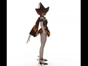 Teenager Girl in Halloween Outfit Realistic Character 3D Model